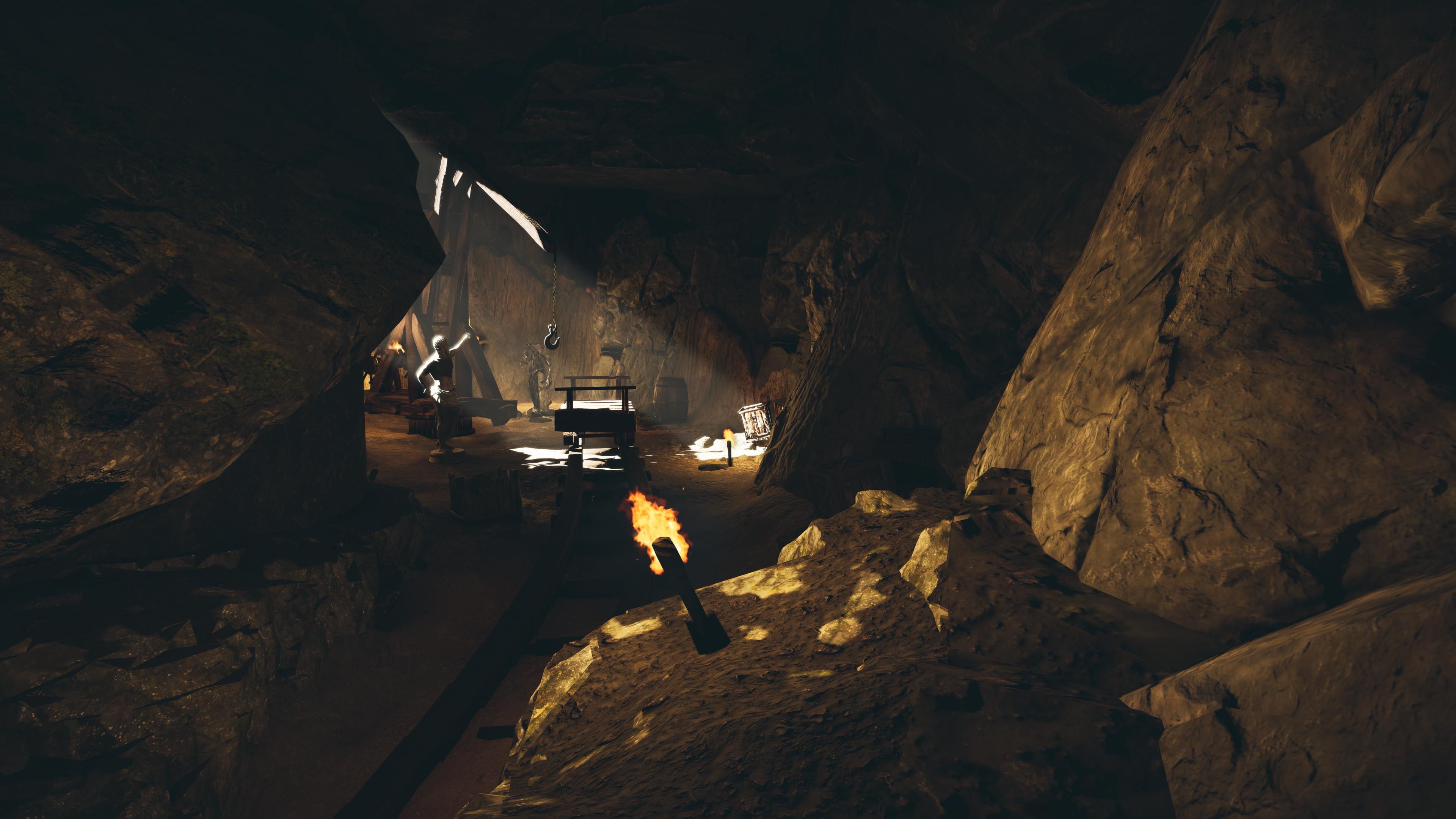 Atmospheric Cave Exploration Scene